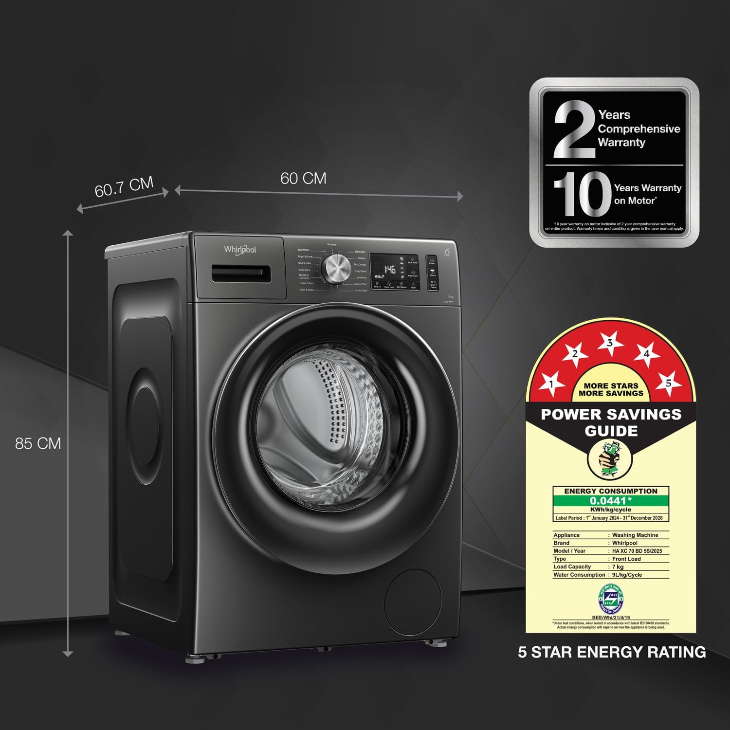 Whirlpool 7 Kg 5 Star Inverter Front Load Washing Machine - Image 3