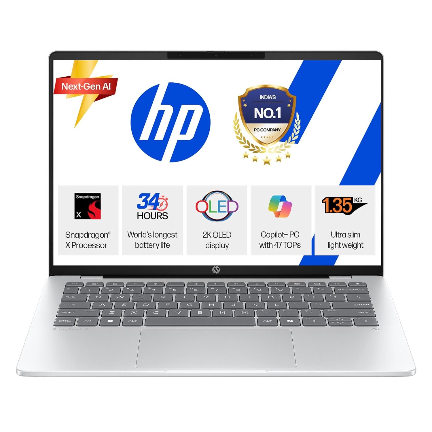 HP OmniBook 5 OLED (16GB LPDDR5x, 512GB SSD) 2K