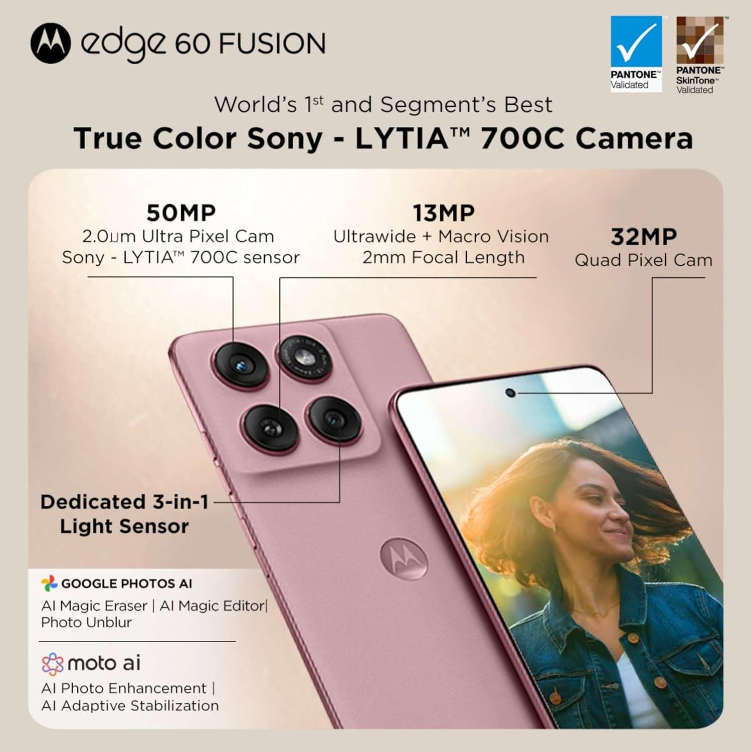 Motorola Edge 60 Fusion 5G (Pantone Zephyr, 8GB RAM, 128GB Storage) - Image 8