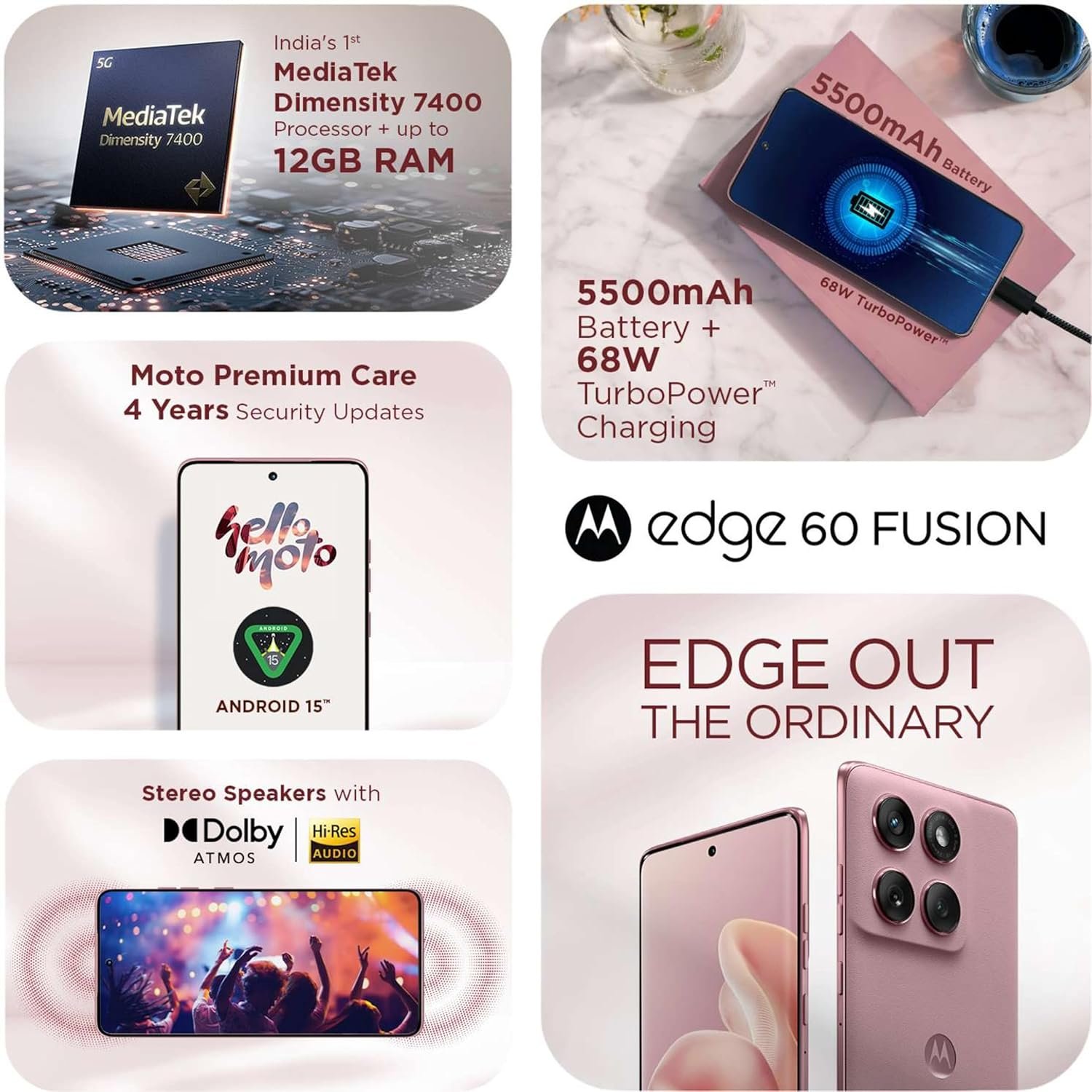 Motorola Edge 60 Fusion 5G (Pantone Zephyr, 8GB RAM, 128GB Storage) - Image 6