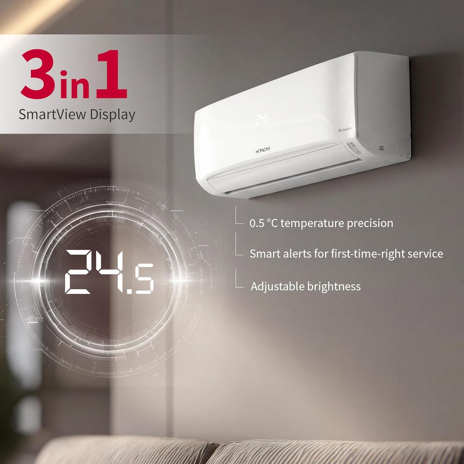Hitachi 1.5 Ton 3 Star, New Star rated, Inverter Split AC(Copper, Smart View Display, 4 Way Swing,RAS.D318PCD2BS1, White) - Image 7