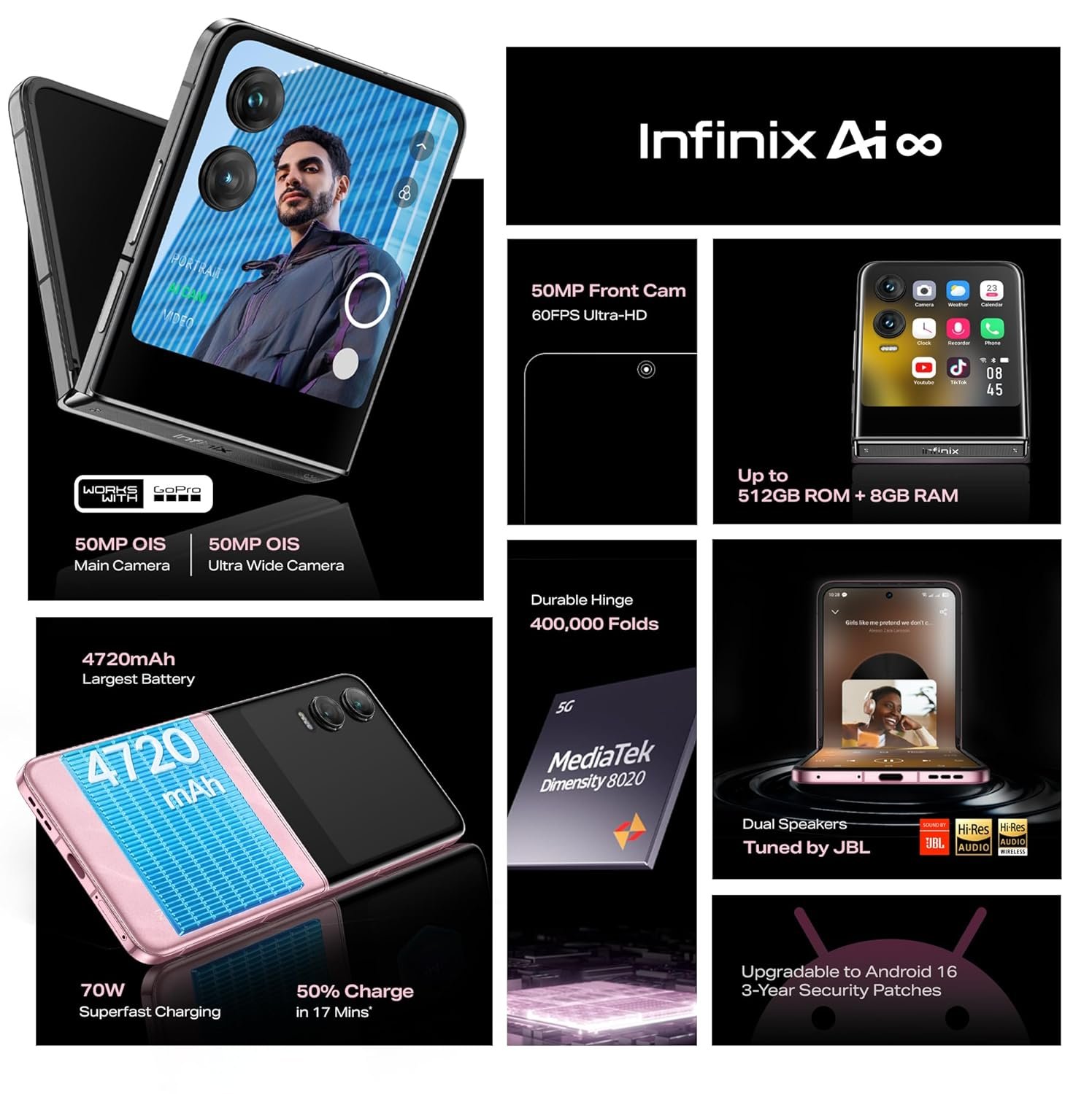 Infinix Zero Flip 5G (Rock Black, 512 GB) (8 GB RAM) - Image 6