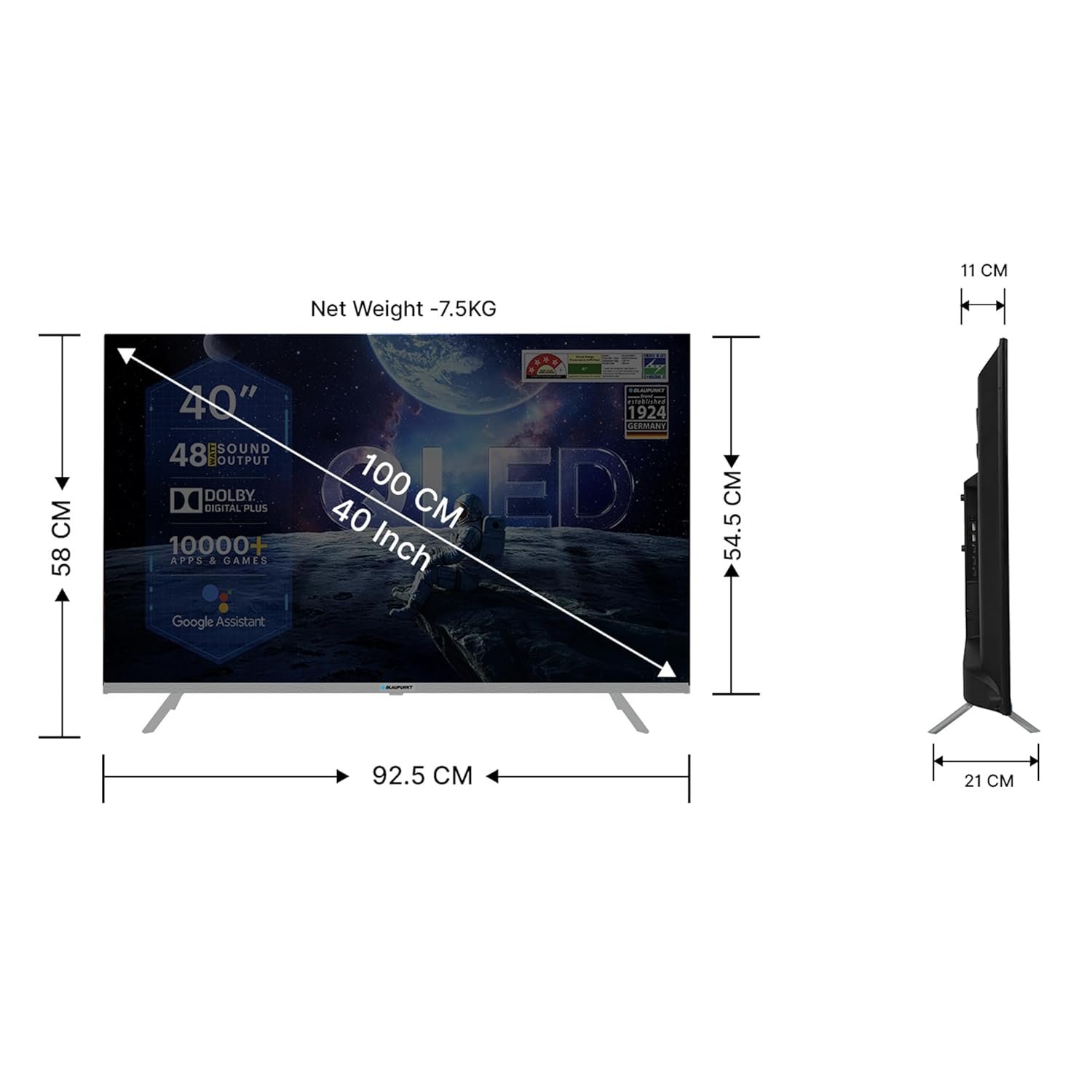 Blaupunkt 100 cm (40 inches) Quantum Dot Series QLED Google Android TV 40QD7070 - Image 8