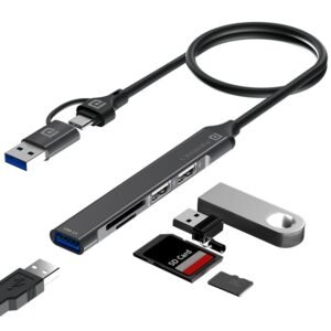 Portronics Mport 31 Plus USB 3.0 Hub Dock (5-in-1) with USB & Type-C Dual Plugs