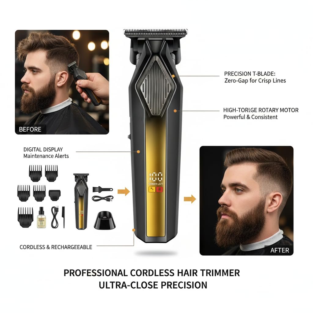 Drumstone (ππ ππππ«π¬ π°ππ«π«ππ§ππ²) Professional Menβs Hair Clipper β Electric Barber Trimmer Hair Cutting Machine - Image 4