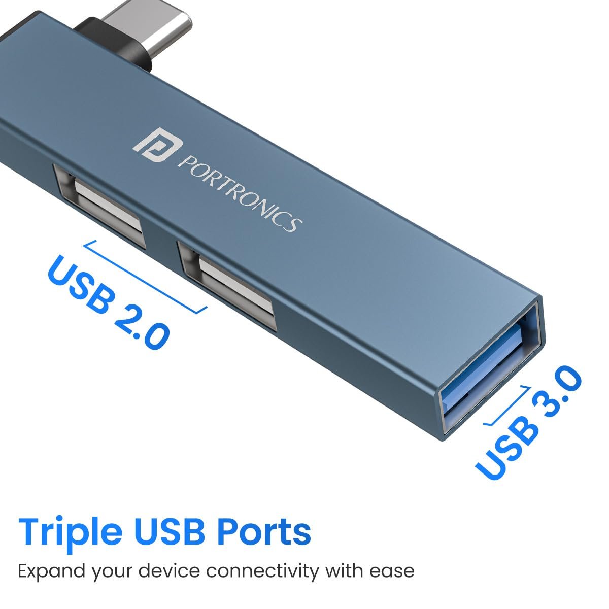 Portronics Mport Mino C USB Dock High Speed 3-Port USB 2.0, Aluminium Alloy Body - Image 5