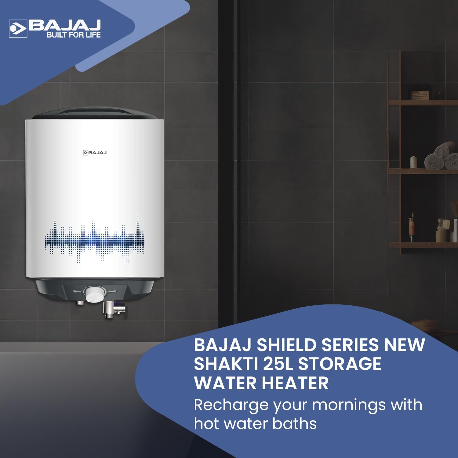 Bajaj Shield Series New Shakti 25L Storage Wall Mount Water Heater - Image 5