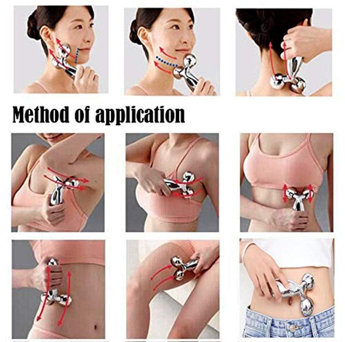 R A PRODUCTS RAPO Manual Roller 3D Y Shape Massager 360 Rotate Full Body Massage For Face Lifting Wrinkle Remover - Image 7