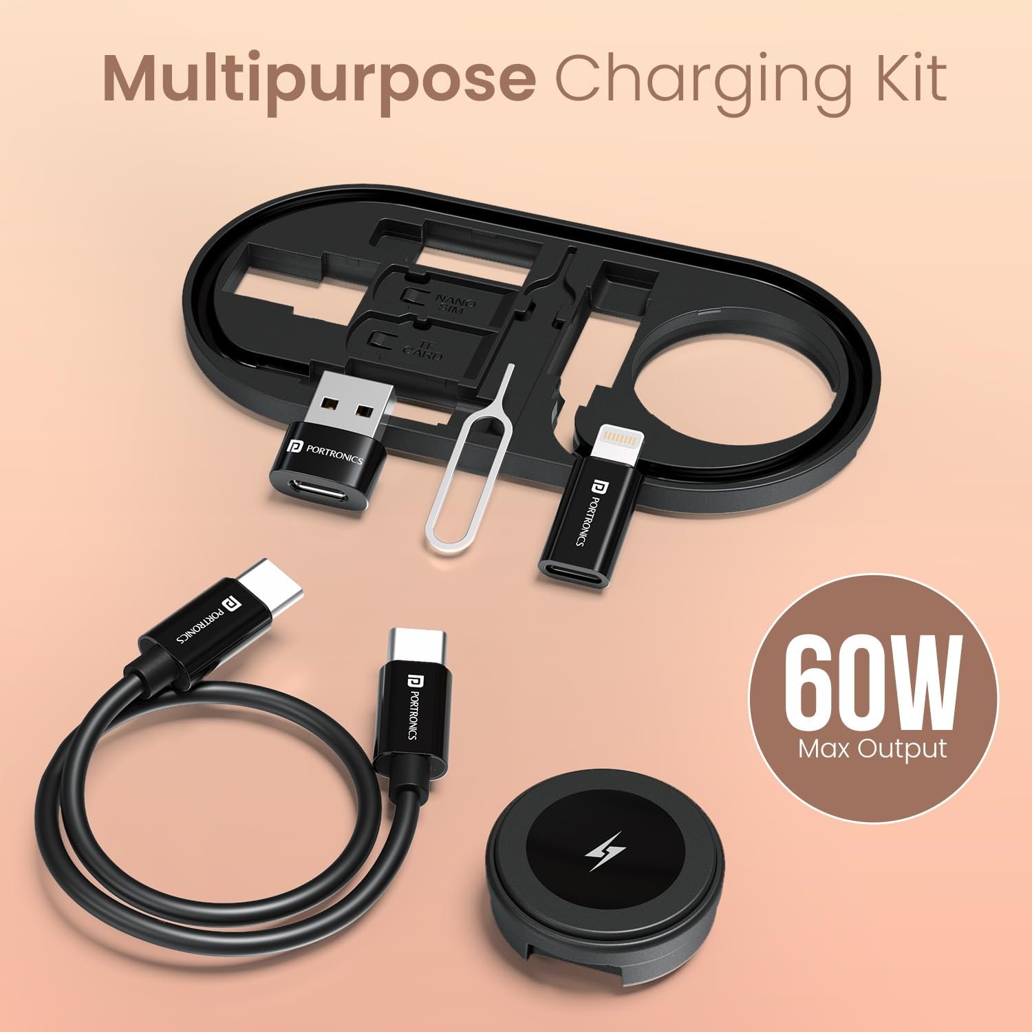 Portronics Snapcase 6 60W Multifunctional Fast Charging Data Cable Kit - Image 4
