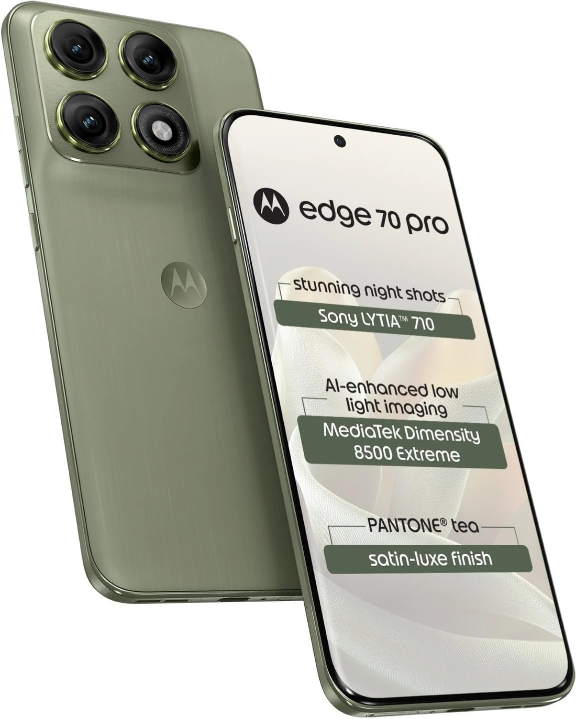 Motorola Edge 70 Pro (Satin-Luxe Pantone Tea Green, 8GB RAM, 256GB Storage) | Dimensity 8500 Extreme Processor | 50MP Dual Camera | 50MP Selfie | 6.8” FHD+ Display | 6500mAh Battery | 5G Smartphone - Image 2