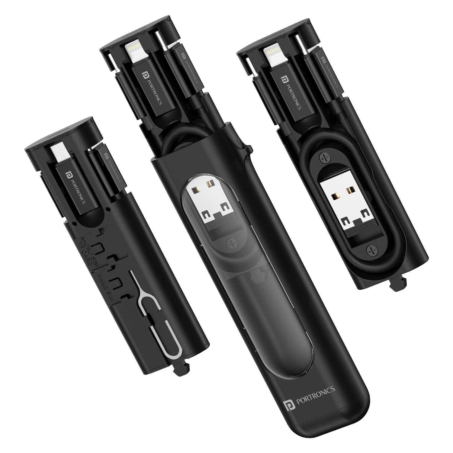 Portronics Snapcase 4 60W Multifunctional Fast Charging Data Cable Transparent Kit