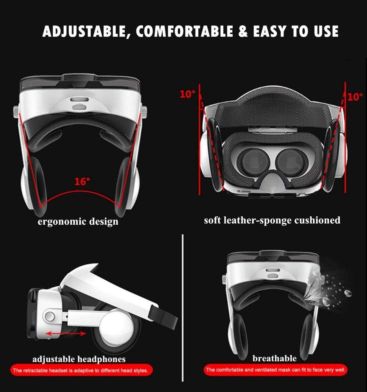 Lapras ๐๐ ๐๐๐๐ซ๐ฌ ๐๐ฎ๐๐ซ๐๐ง๐ญ๐๐ 3D Virtual Reality Goggles Headset with Over Ear HiFi Headphones, immersive Video and Gaming Headset - Image 7