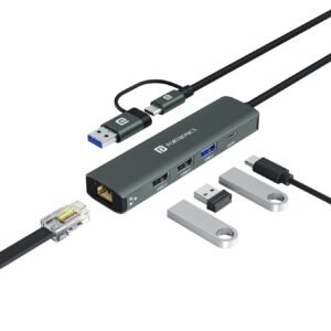 Portronics Mport Edge,5 Ports Dual USB Hub Dock, Superfast USB 3.0