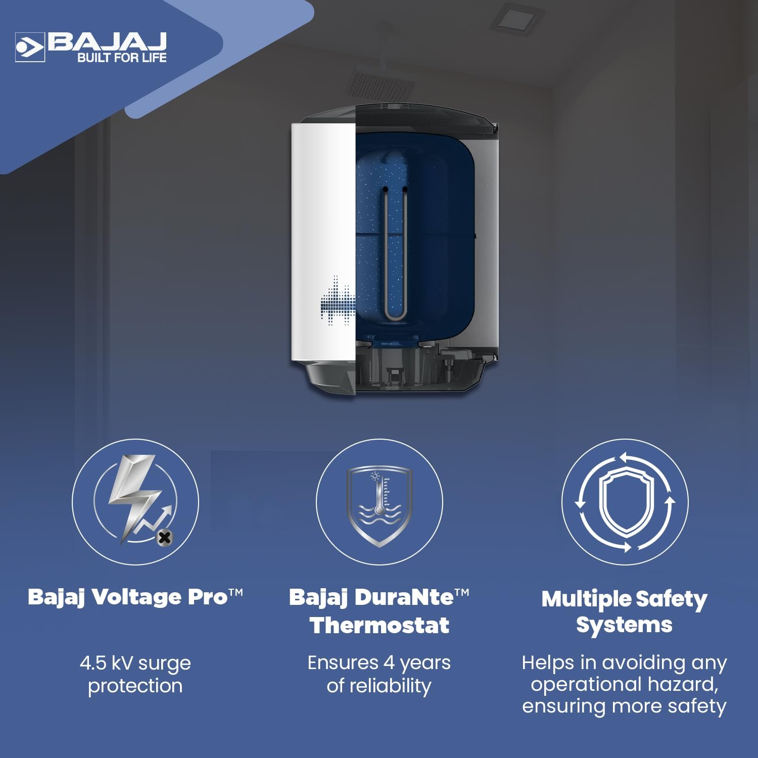 Bajaj Shield Series New Shakti 25L Storage Wall Mount Water Heater - Image 4