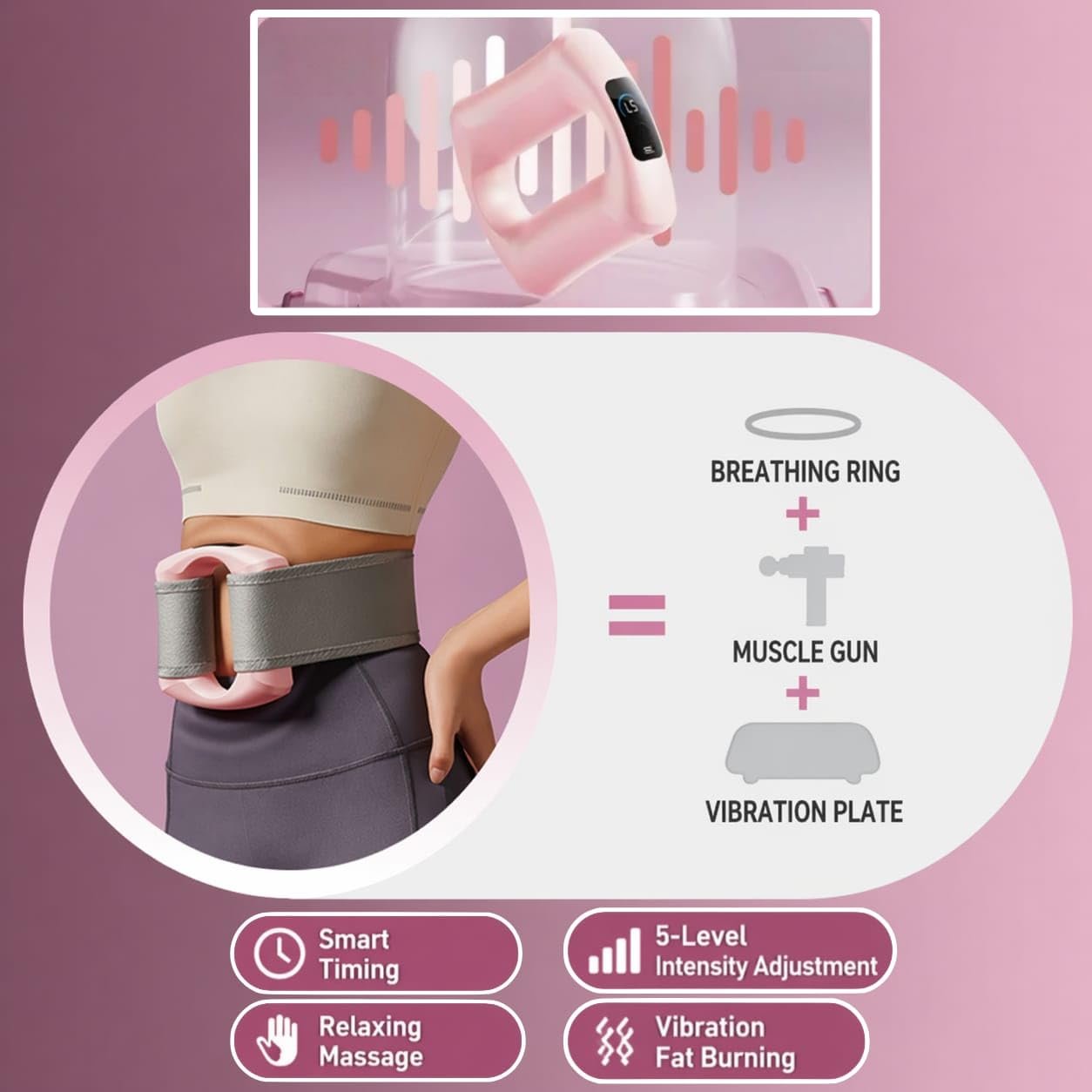 ZNUJ Multifunctional Full-Body Fascial Ring Massager, Deep Tissue Vibrations, High-Frequency Vibration, Adjustable Massage Modes, Portable Electric Fascia Blaster for Muscle Knot Recovery & Relaxation - Image 3
