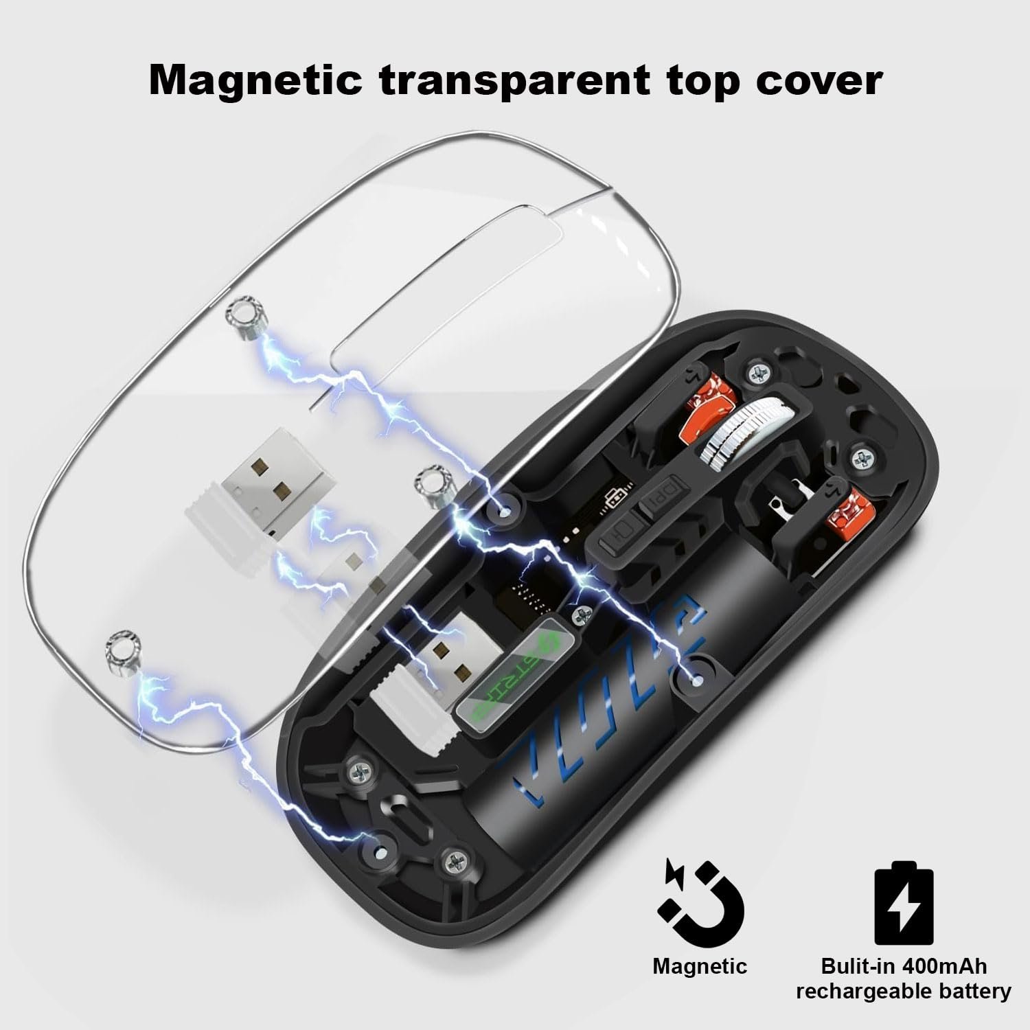 STRIFF NEO-BLA Transparent Wireless and Bluetooth Rechargeable Mouse - Image 2