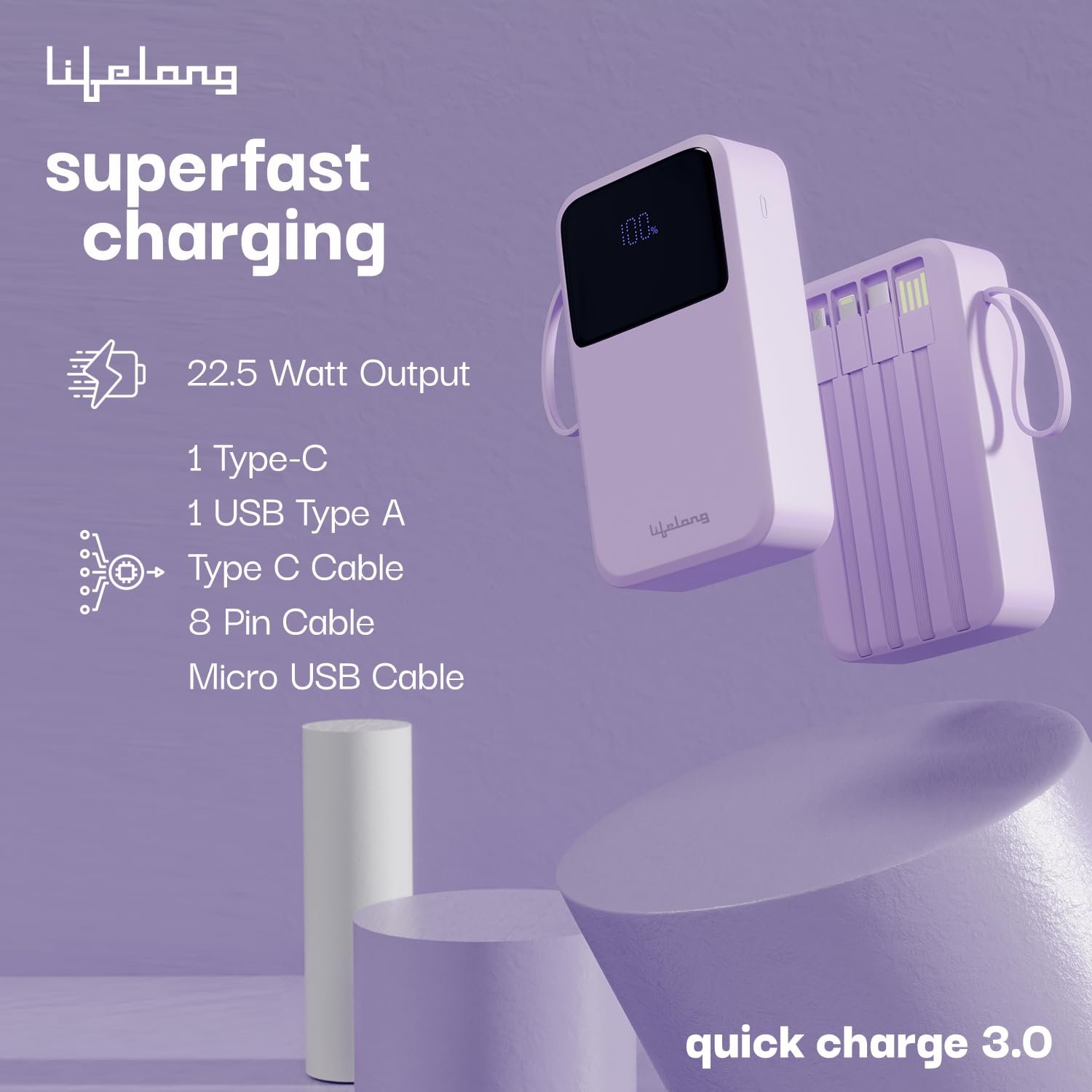 Lifelong Electronics 20000mAh 22.5W Fast Charging Power Bank - Image 5