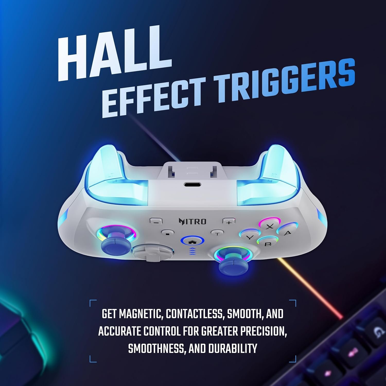Acer Nitro Katana NT-01 Wireless Game Controller | BT + Wired USB-C | 6-Axis Gyro Motion | Dual Vibration Motors | 20 Buttons | Hall Effect Triggers | 900mAh Battery | Switch/Android/iOS/PC Compatible - Image 6