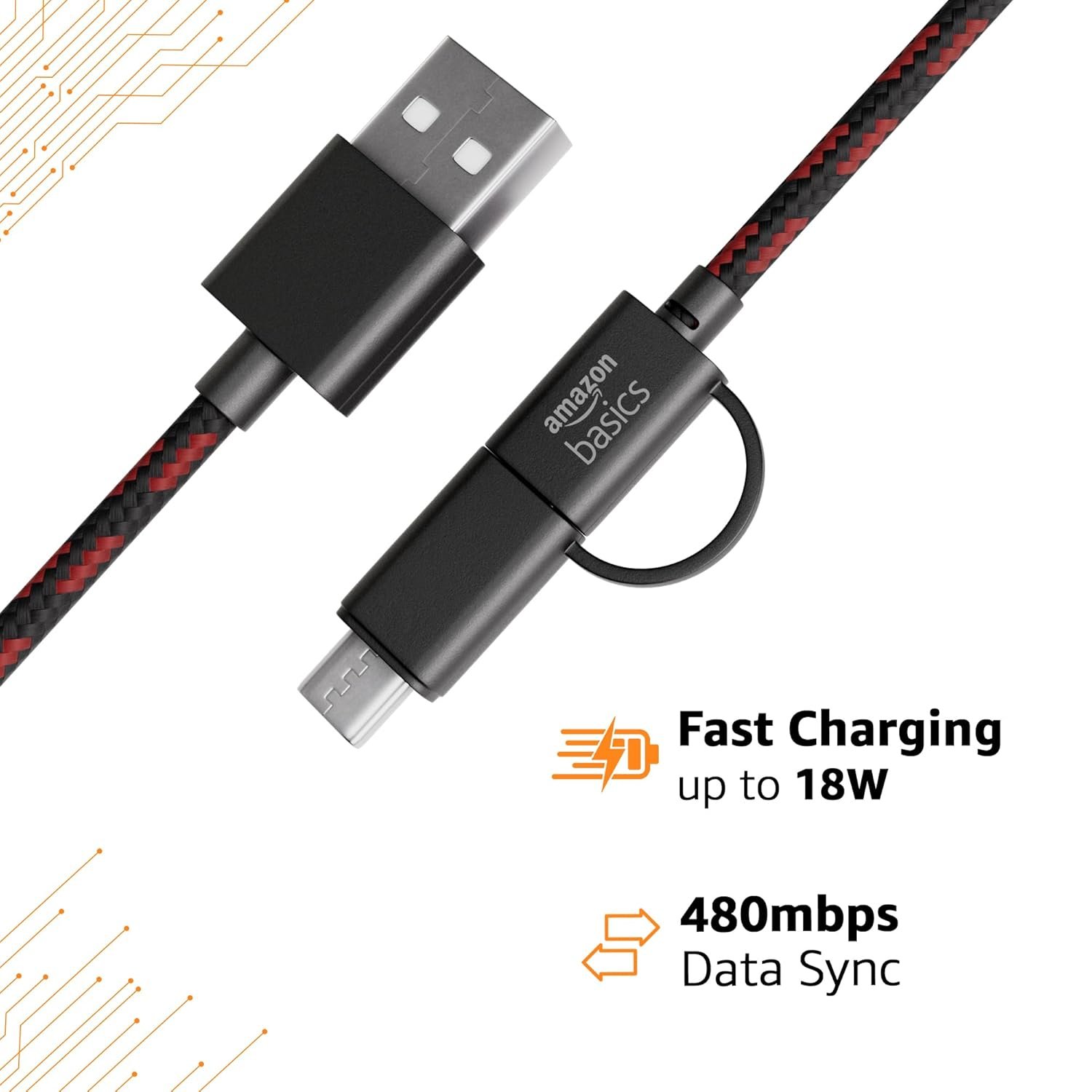 amazon basics 2-in-1 Type-C and Micro USB Braided Cable - Image 3