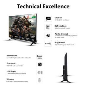 NU 108 cm (43 Inches) New 2025 Borderless Series 4K QLED Smart Google TV LED43QUGNX