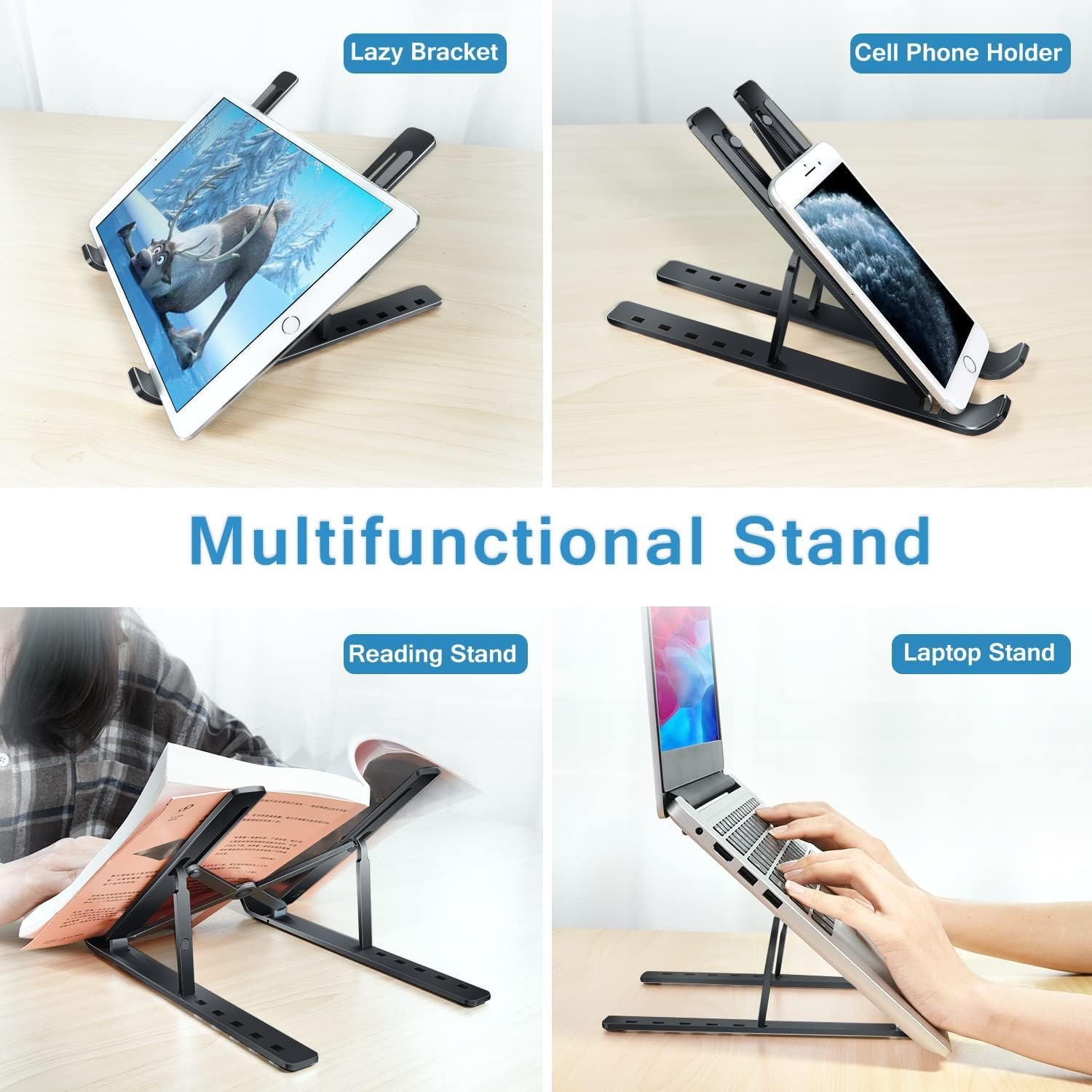 STRIFF Foldable Portable Laptop/Tablet Stand with 6 Level Height & Angle Adjustment - Image 2