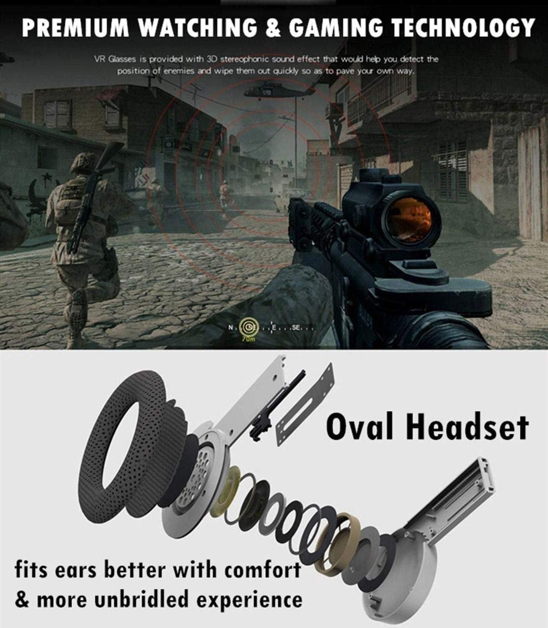 Lapras ๐๐ ๐๐๐๐ซ๐ฌ ๐๐ฎ๐๐ซ๐๐ง๐ญ๐๐ 3D Virtual Reality Goggles Headset with Over Ear HiFi Headphones, immersive Video and Gaming Headset - Image 5