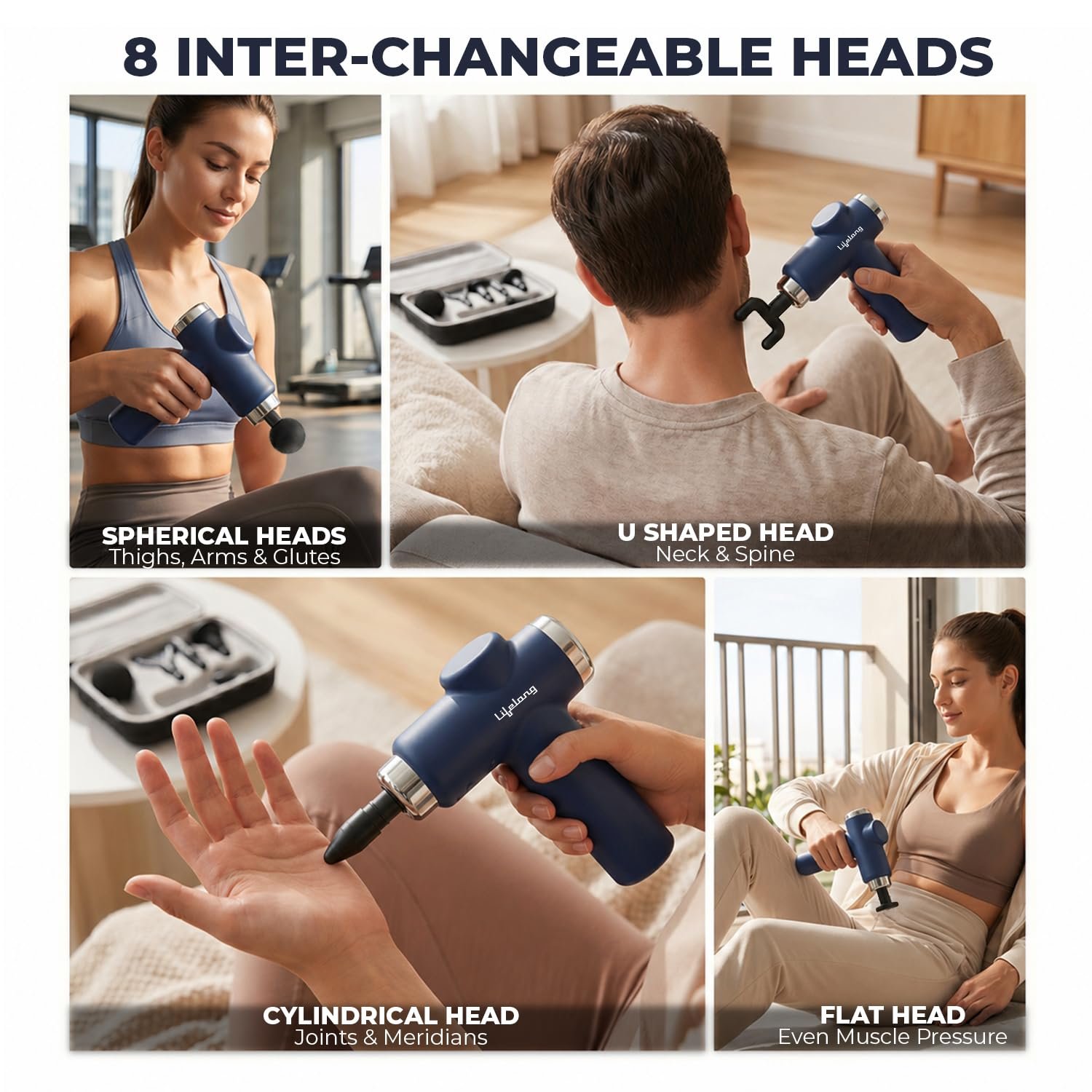 Lifelong Gun Massager for Pain Relief – 8 Massage Heads - Image 2
