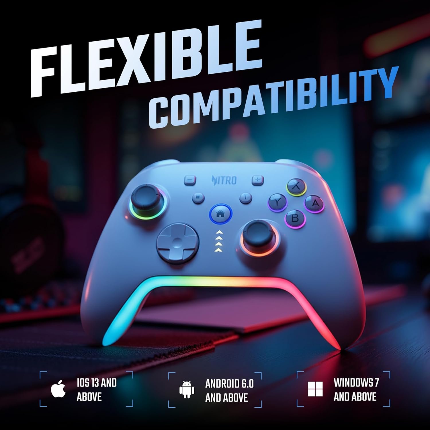 Acer Nitro Katana NT-01 Wireless Game Controller | BT + Wired USB-C | 6-Axis Gyro Motion | Dual Vibration Motors | 20 Buttons | Hall Effect Triggers | 900mAh Battery | Switch/Android/iOS/PC Compatible - Image 12