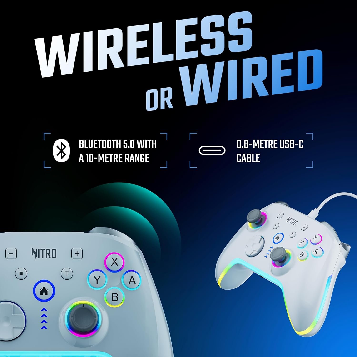 Acer Nitro Katana NT-01 Wireless Game Controller | BT + Wired USB-C | 6-Axis Gyro Motion | Dual Vibration Motors | 20 Buttons | Hall Effect Triggers | 900mAh Battery | Switch/Android/iOS/PC Compatible - Image 9