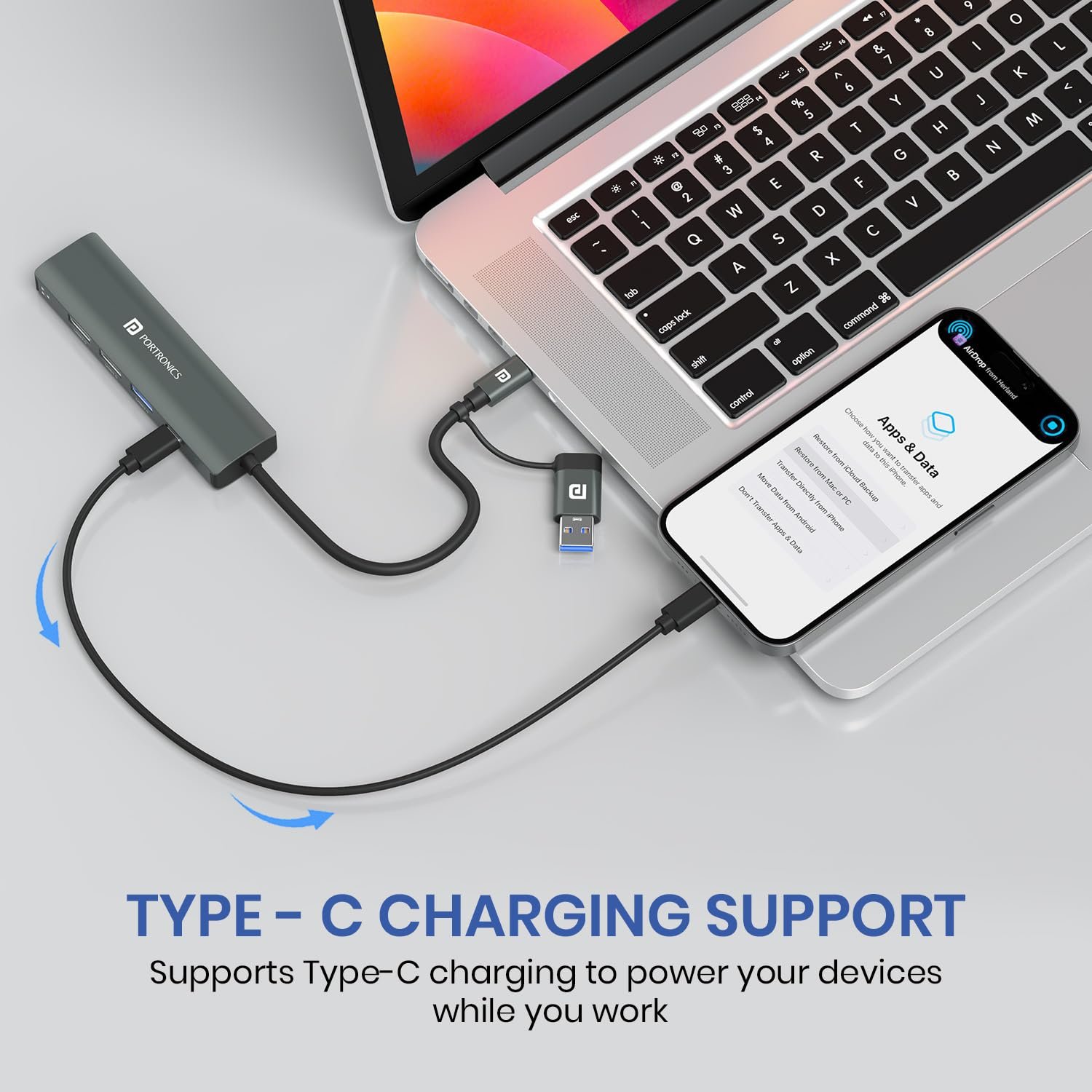 Portronics Mport Edge,5 Ports Dual USB Hub Dock, Superfast USB 3.0 - Image 4