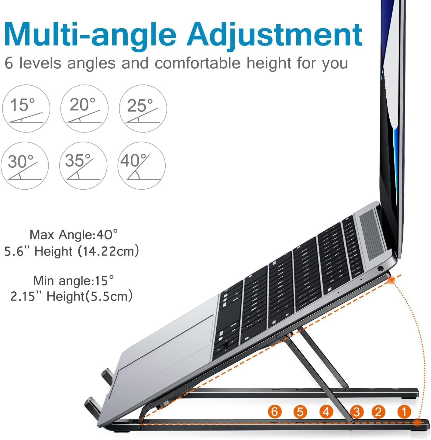 STRIFF Foldable Portable Laptop/Tablet Stand with 6 Level Height & Angle Adjustment - Image 5