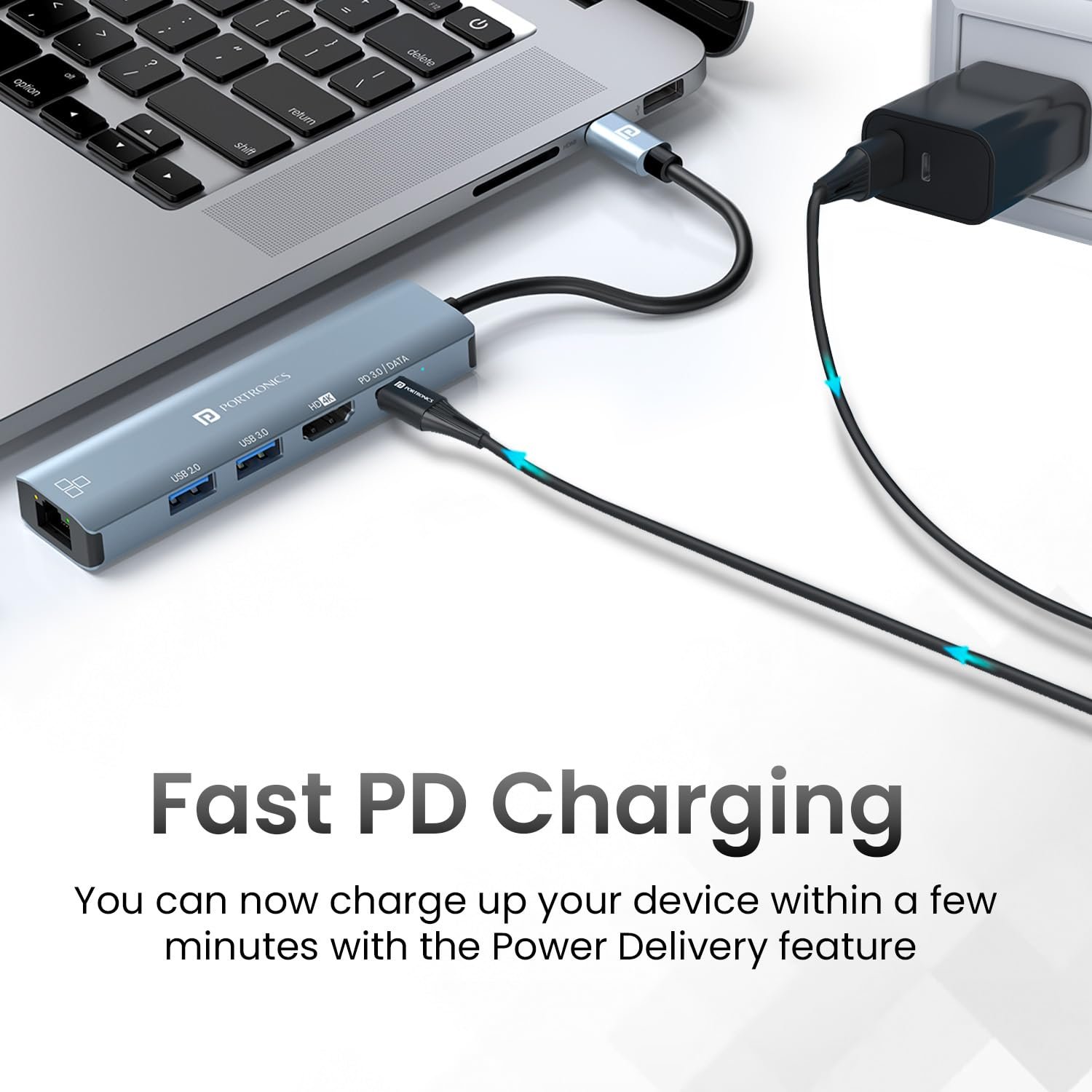 Portronics Mport 51 5-in-1 Type C HUB/Docking Station with RJ 45 Ethernet Port - Image 4