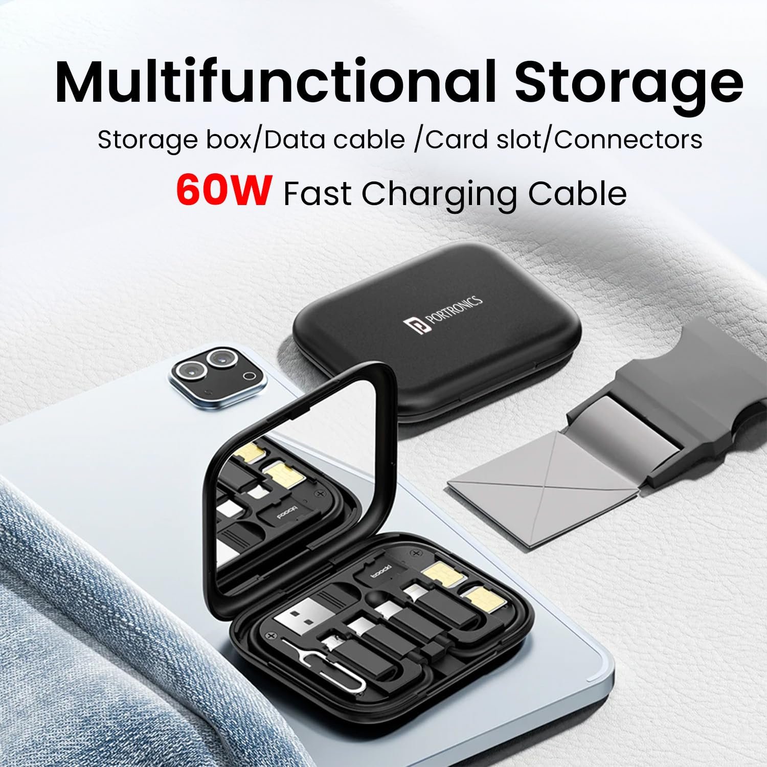 Portronics Snapcase 60W Multifunctional Fast Charging Data Cable Kit - Image 4