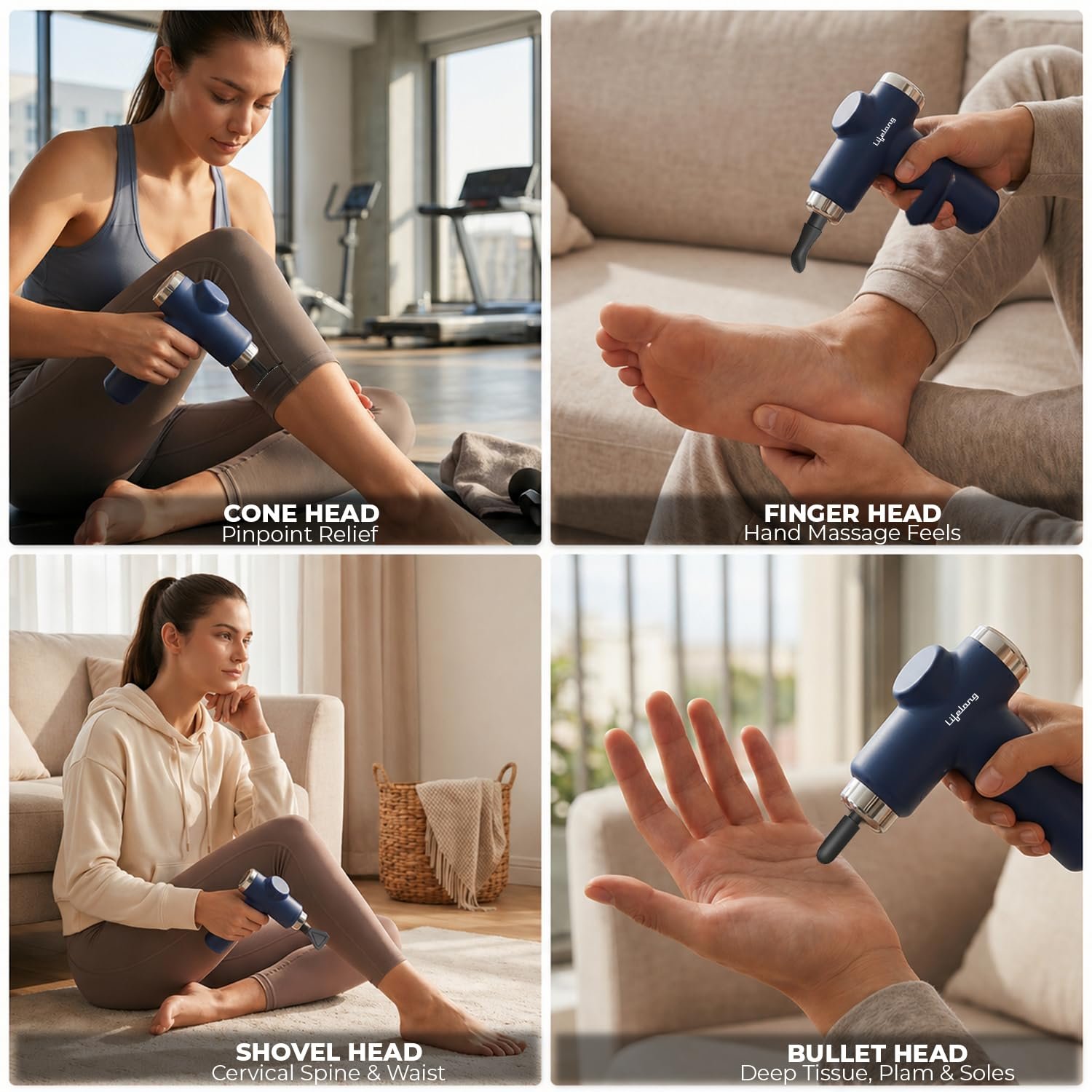 Lifelong Gun Massager for Pain Relief – 8 Massage Heads - Image 3