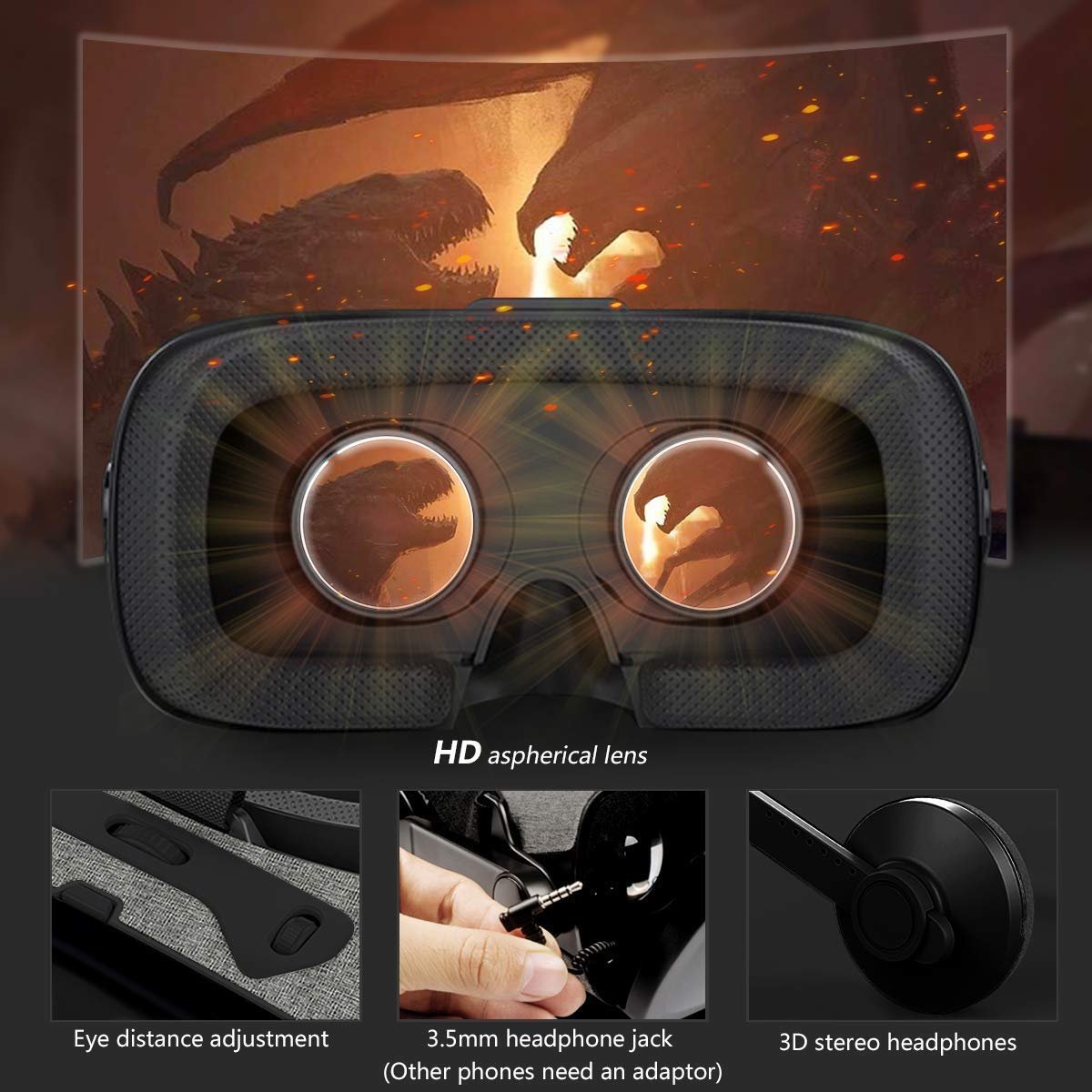 Drumstone (Dont' Miss with 5 Years Replacement Warranty) 2021 Newest 3D Virtual Reality Headset Box - Image 6