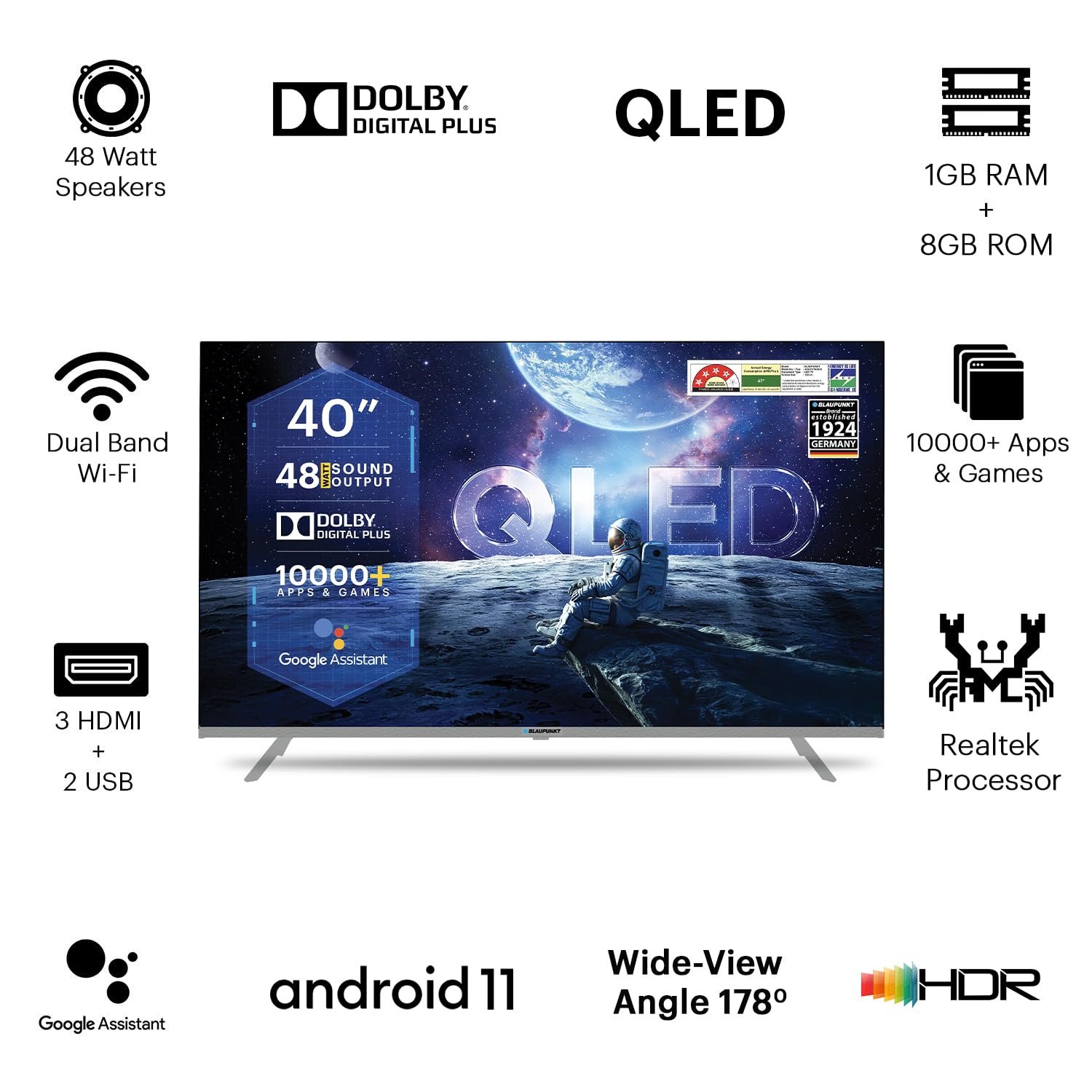 Blaupunkt 100 cm (40 inches) Quantum Dot Series QLED Google Android TV 40QD7070 - Image 4