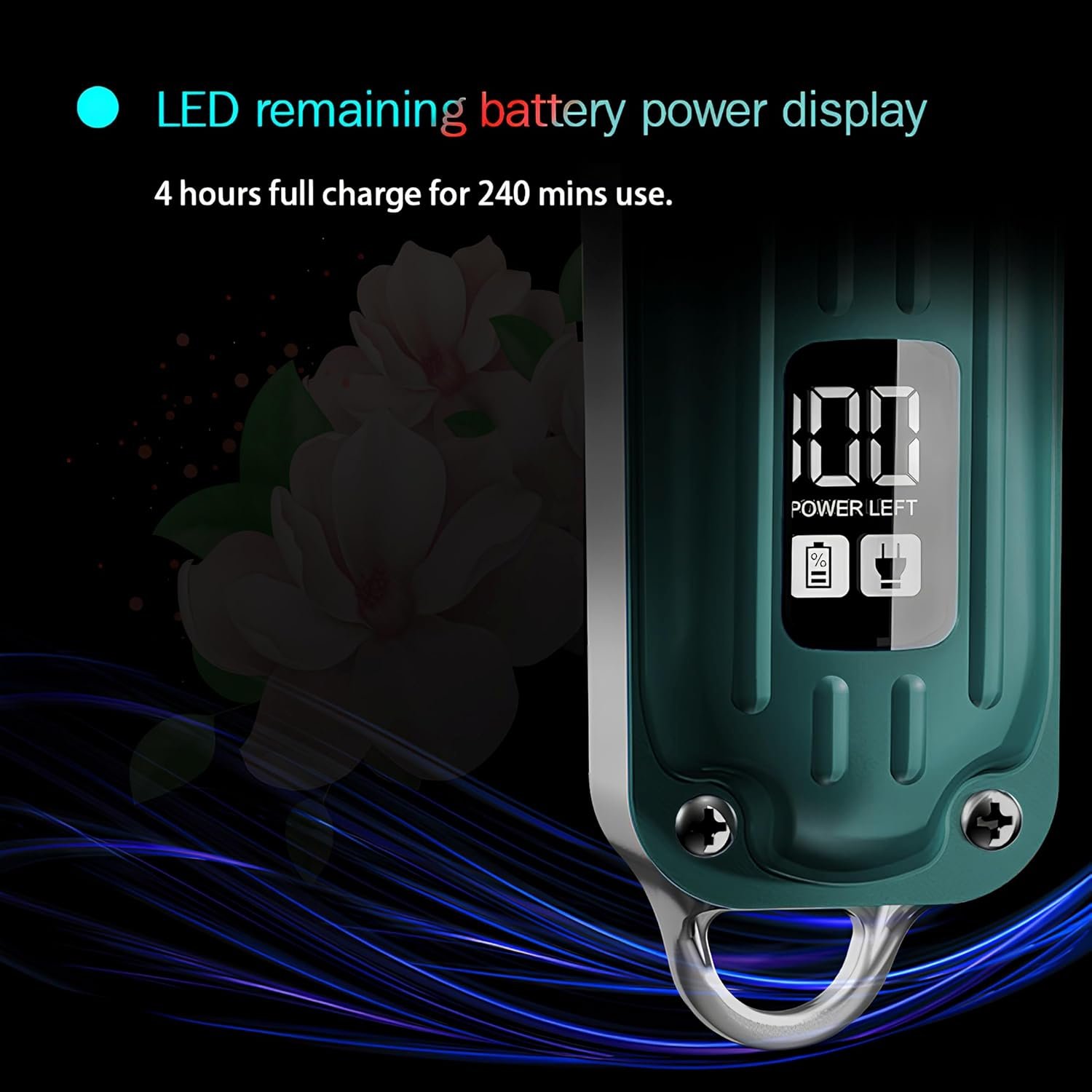 NG-116 PLUS Salon Series Professional Cordless Hair Clipper Digital Display 6500 RPM Powerful rotary Motor High Carbon steel 4 Guide Comb Taper Lever Adjustment Runtime: 240 min, Green - Image 5