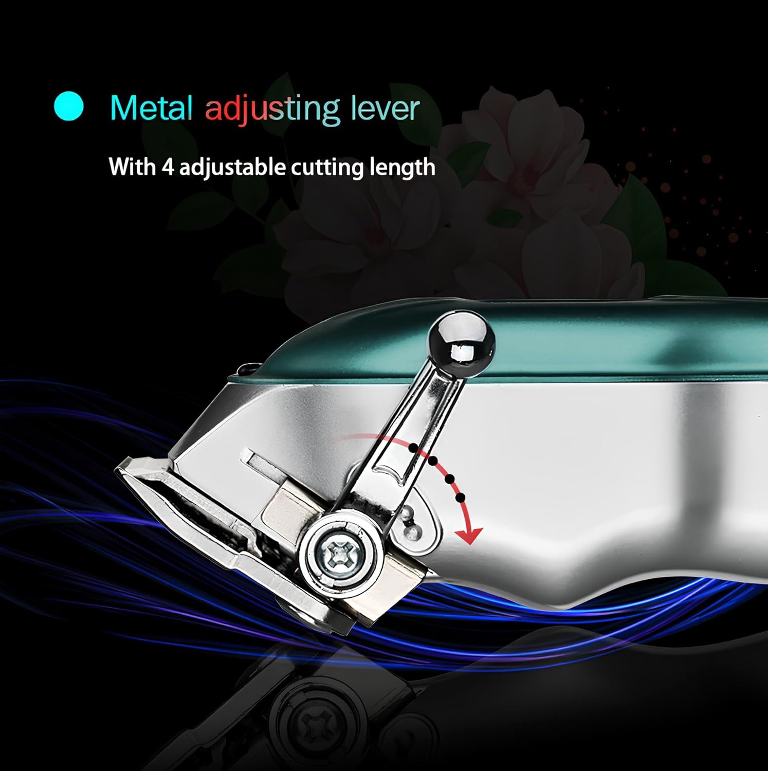 NG-116 PLUS Salon Series Professional Cordless Hair Clipper Digital Display 6500 RPM Powerful rotary Motor High Carbon steel 4 Guide Comb Taper Lever Adjustment Runtime: 240 min, Green - Image 3