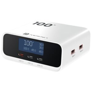 Portronics 100W Adapto 100D Fast Charging 5 Port Adaptor with LCD Power Display