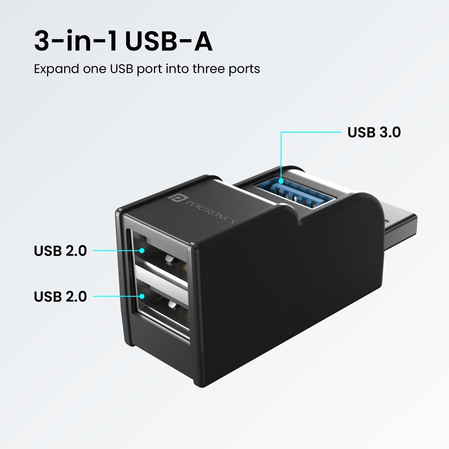 Portronics Mport 3A USB Hub Dock (3-in-1), Multiport Adapter with USB 3.0 & USB 2.0 - Image 3