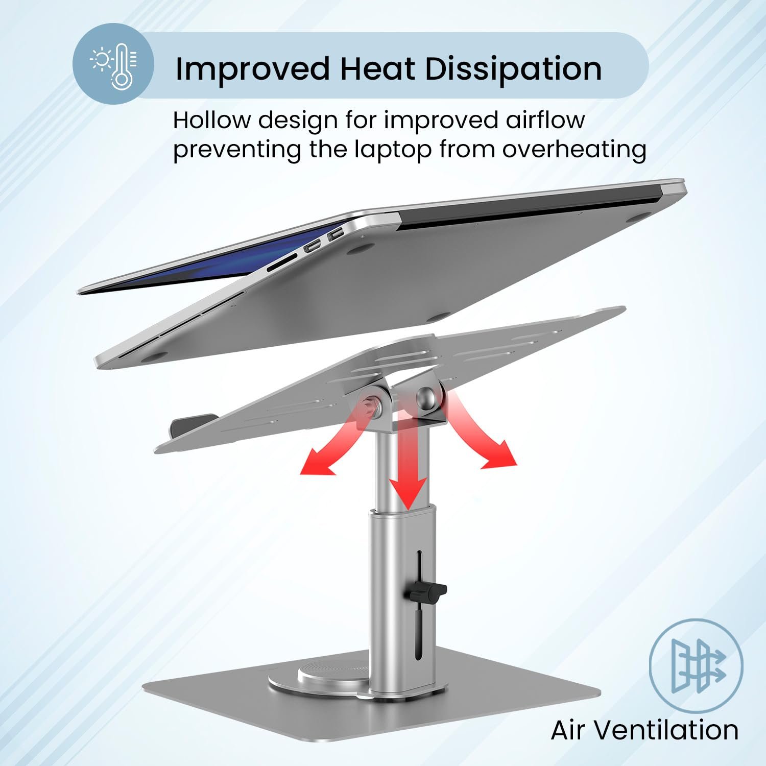 Portronics Twister Metal Laptop Stand with Rotation Base, Angle & Height Adjustable - Image 3