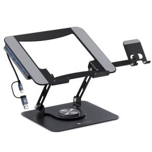 Portronics My Buddy K9 Pro Max, Adjustable Laptop Stand with 6-in-1 USB Hub
