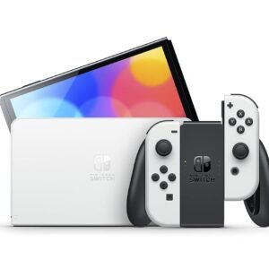 Nintendo Switch OLED (1 Year Included Warranty) Online Gaming (White) – 7″ OLED Screen, Enhanced Audio, 64GB Storage, Handheld & TV Docking