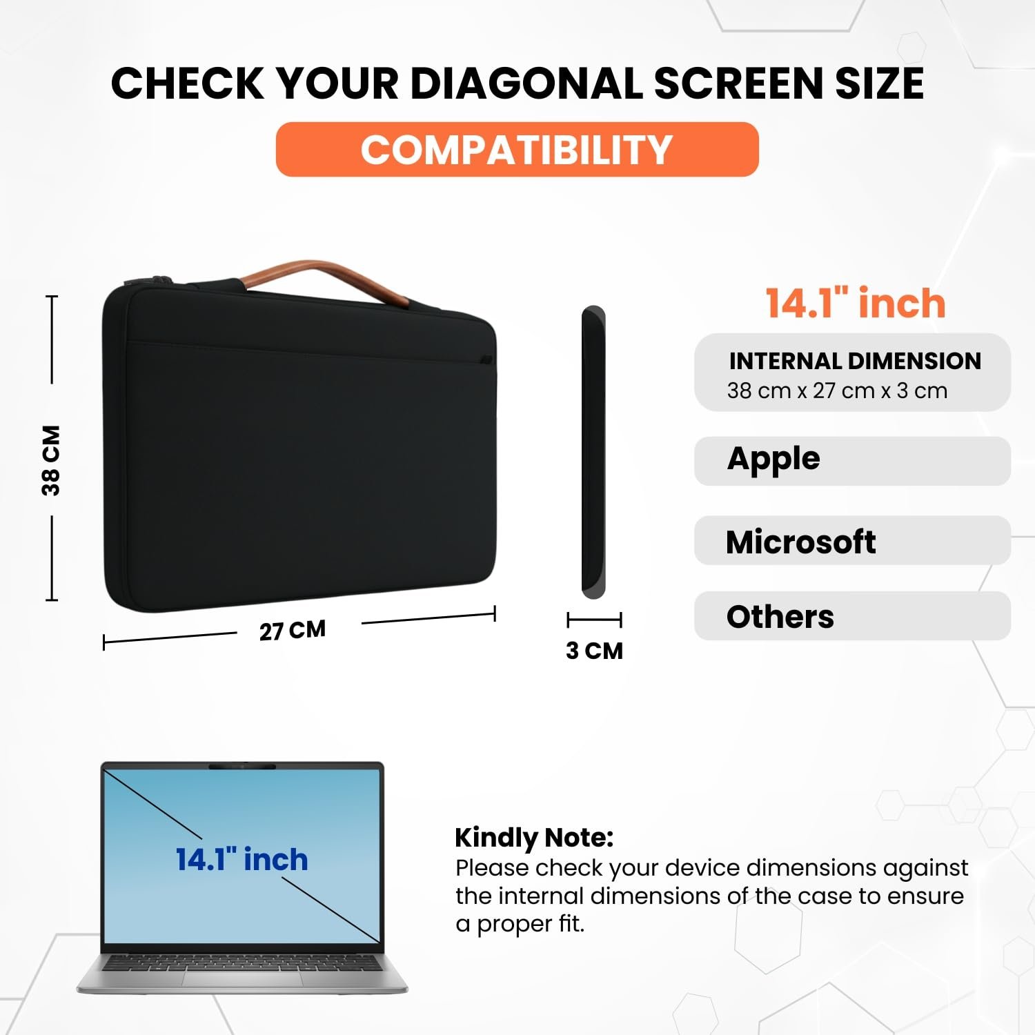 Dyazo 14.1 Inch Laptop Sleeve Carry Case with Handle - Image 4