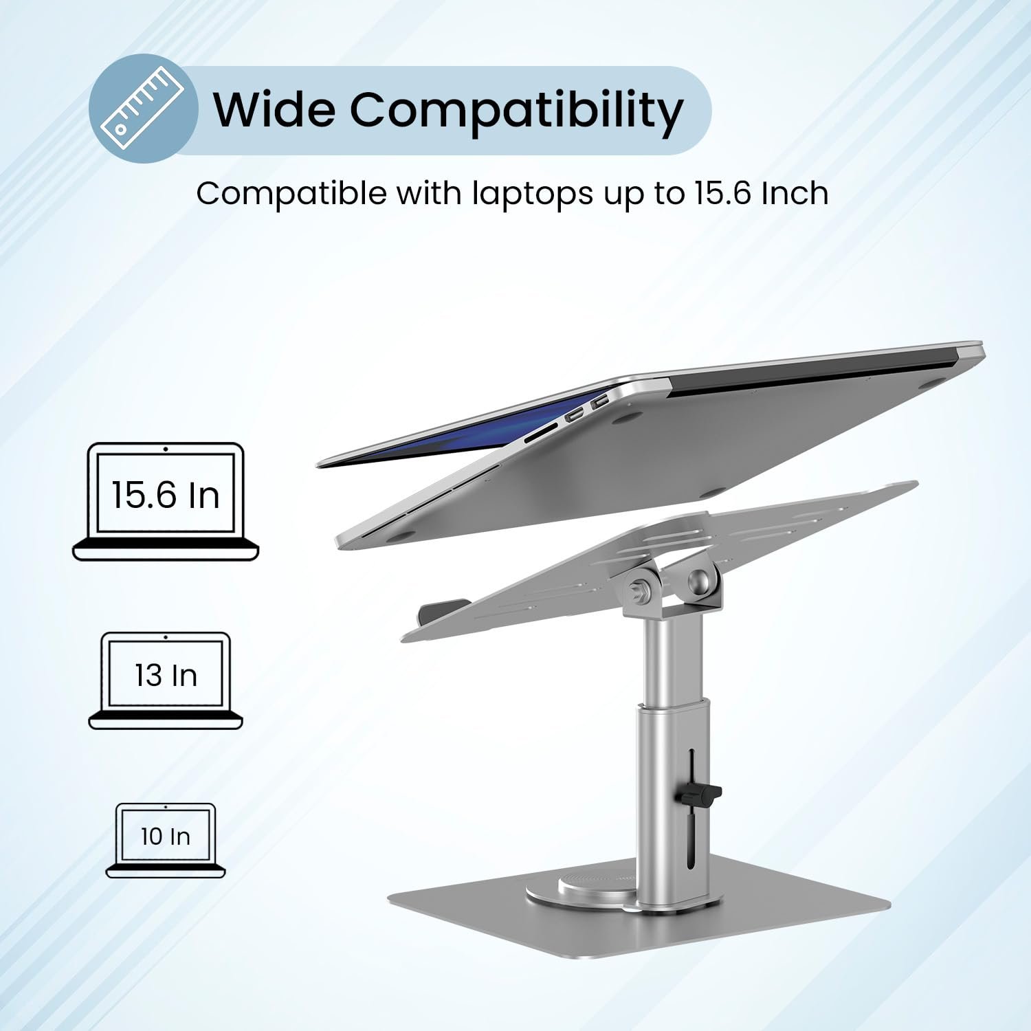 Portronics Twister Metal Laptop Stand with Rotation Base, Angle & Height Adjustable - Image 2