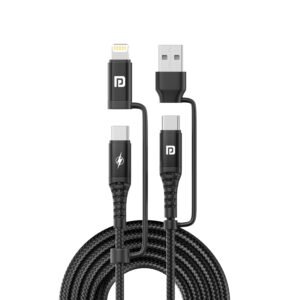 Portronics Konnect J8 3-in-1 (USB A + Type C to 8 Pin + Type C) Fast Charging Cable
