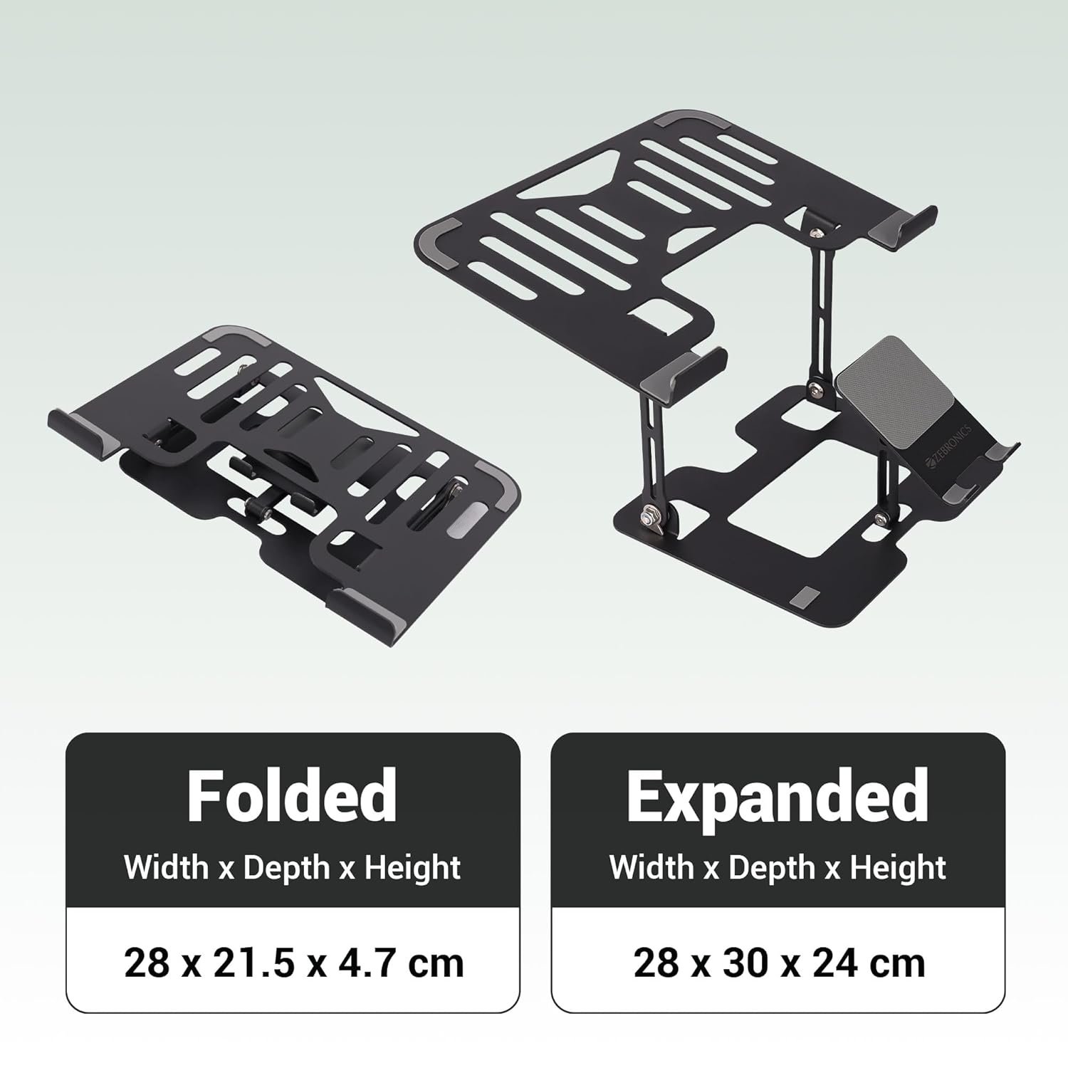 ZEBRONICS NS3500, Foldable Laptop Stand, with Mobile Stand, Upto 17 inch - Image 2