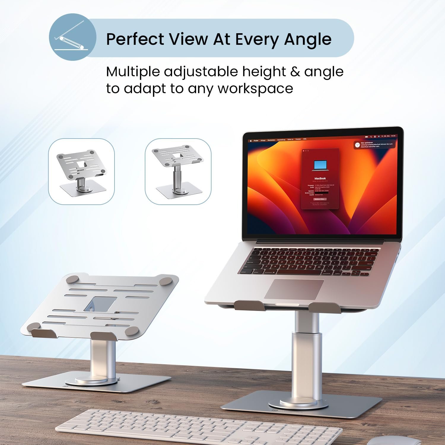 Portronics Twister Metal Laptop Stand with Rotation Base, Angle & Height Adjustable - Image 5