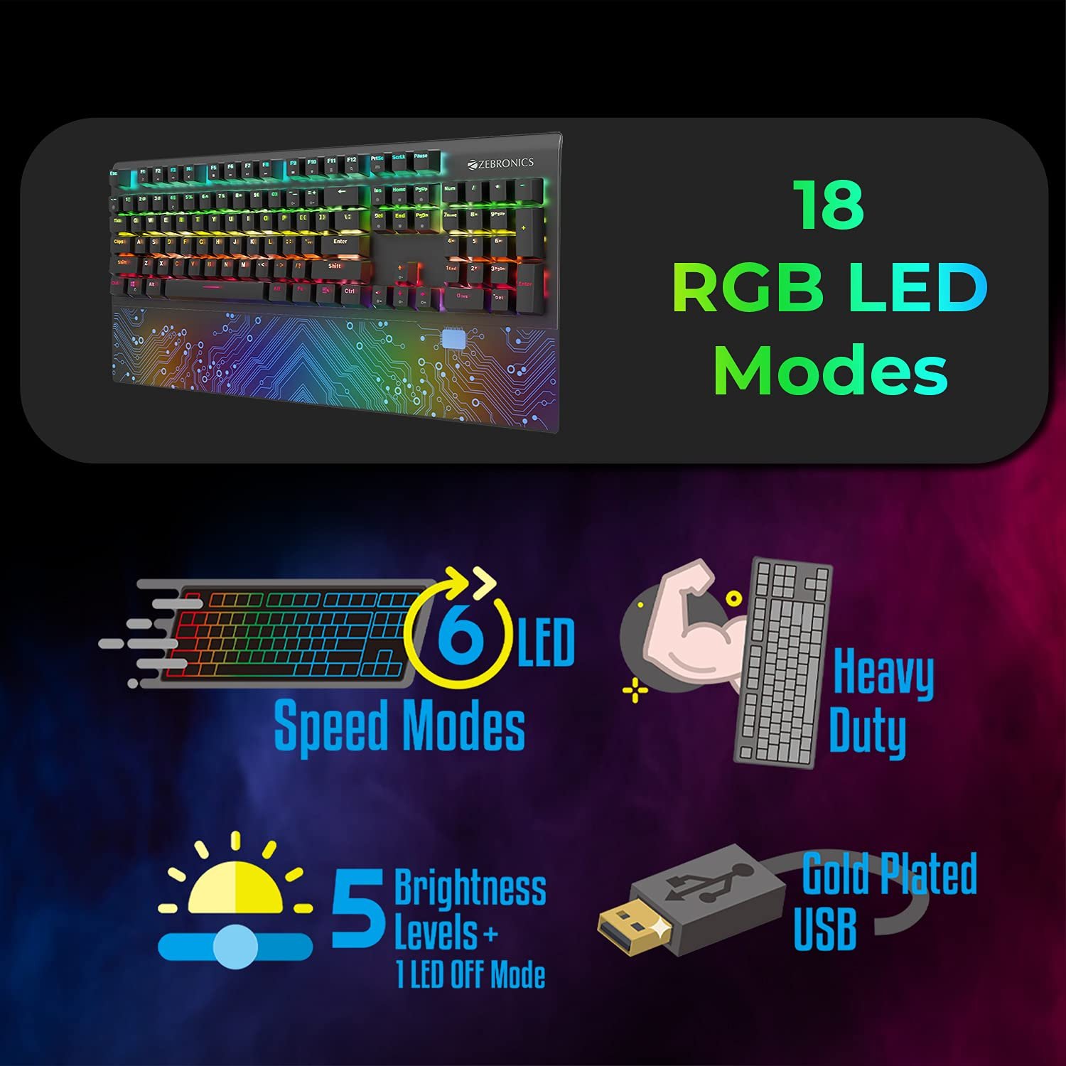 ZEBRONICS Zeb-MAX Chroma Premium Mechanical Gaming Keyboard - Image 7