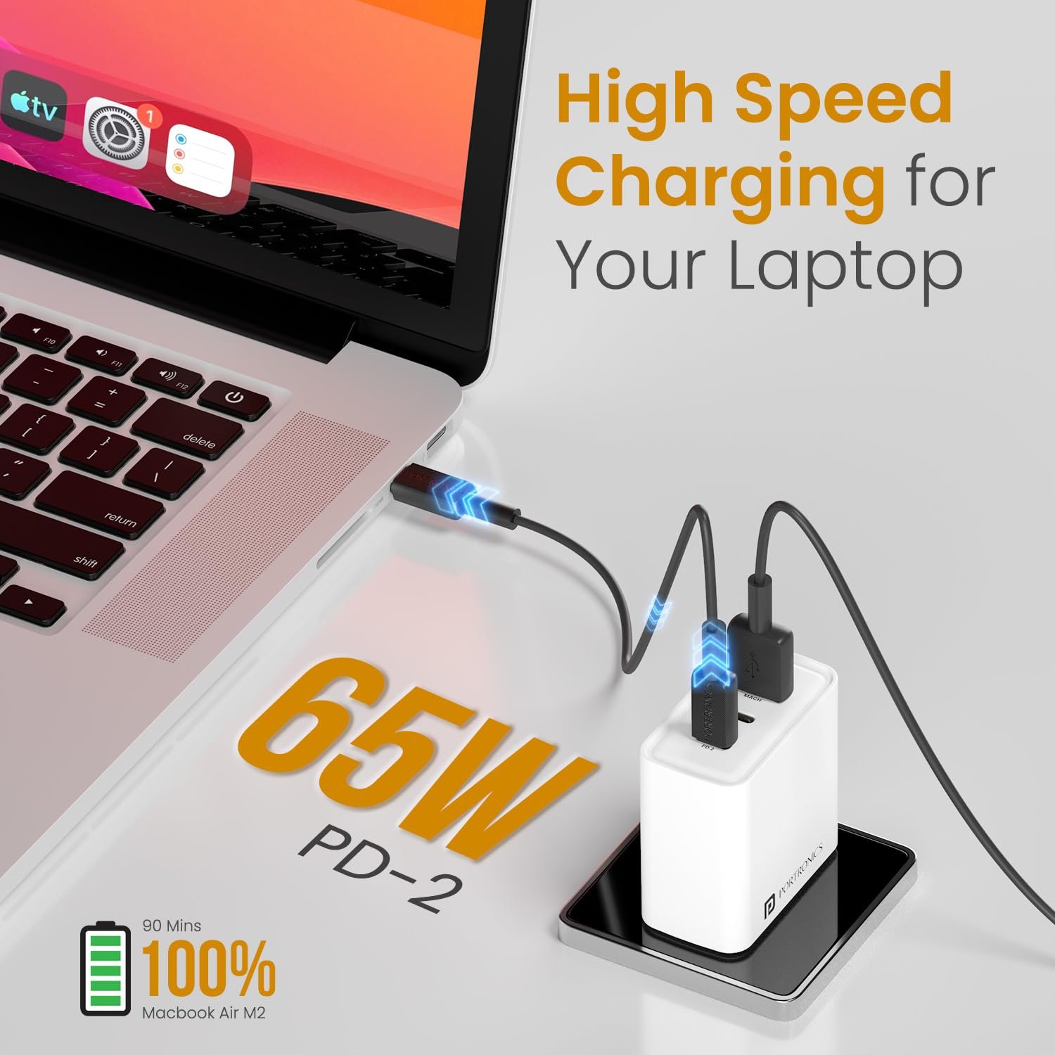 Portronics 65W Adapto 65M Triple Port Fast Charging Laptop Adaptor - Image 7